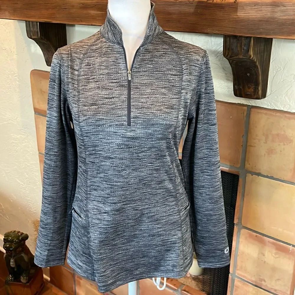 Ibkul Heather Gray Mock Neck 1/4 Zip Pullover, XS!